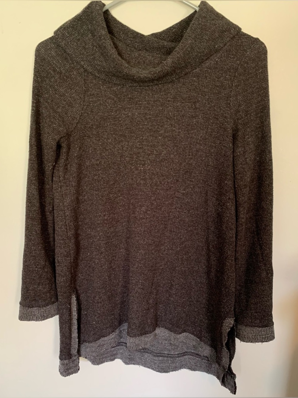Maeve by Anthropologie Cozy Cowl neck Tunic - Dark Charcoal, size XS